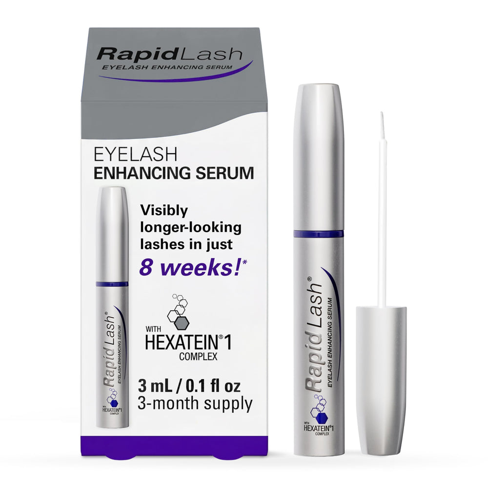 RapidLash front packaging showing compact travel-friendly 3 mL benefits