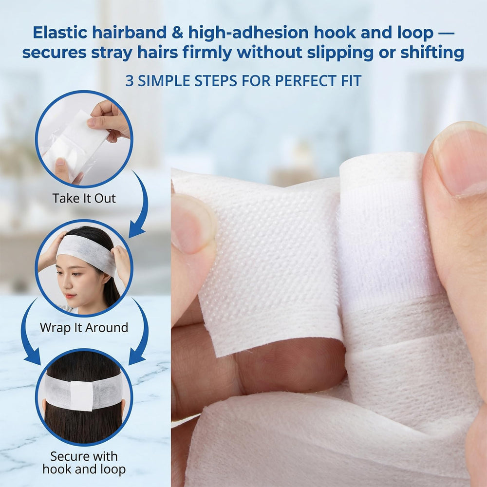 RAQEHO headband in use during facial treatment keeping hair away from face