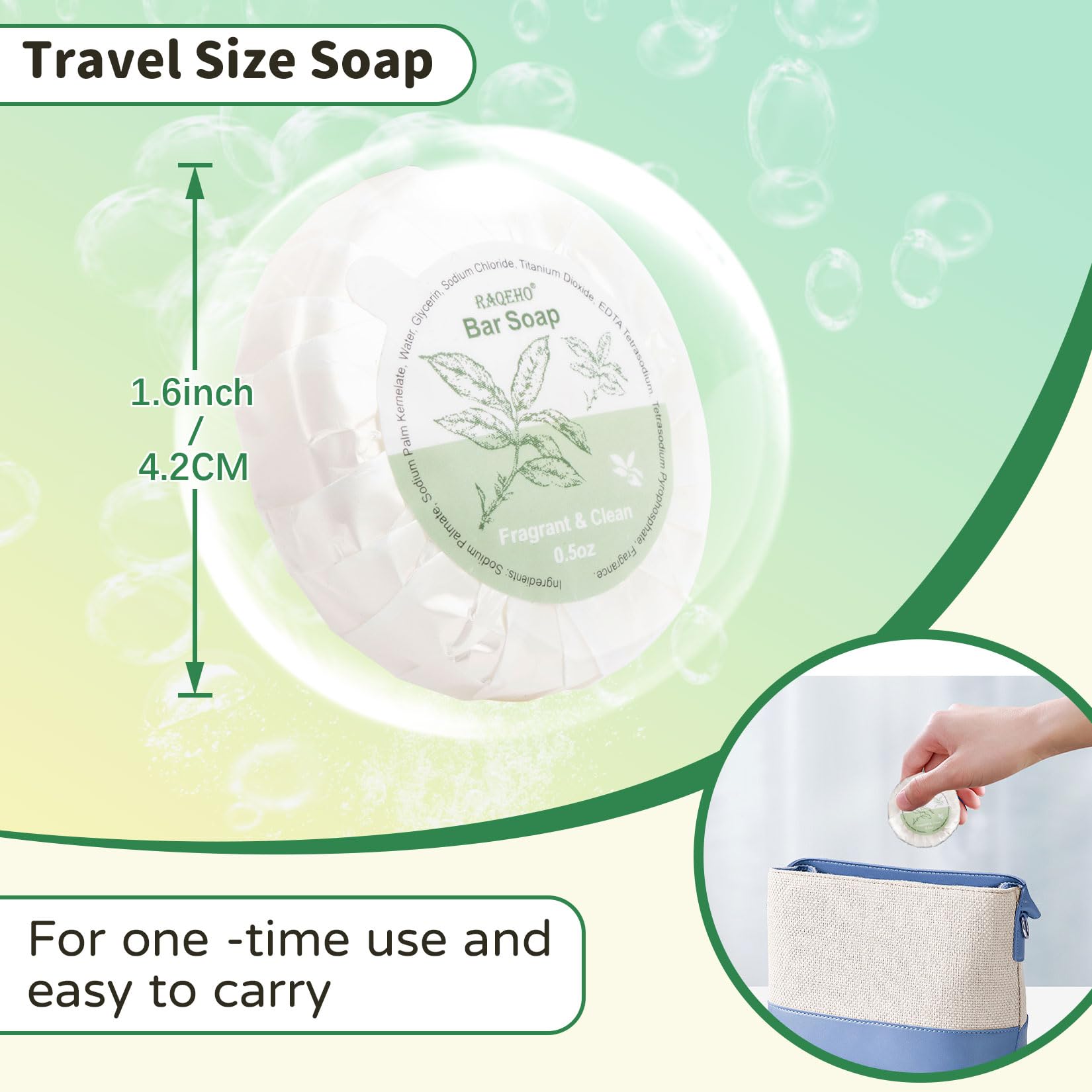 RAQEHO unwrapped mini soap producing rich foam demonstrating cleansing power