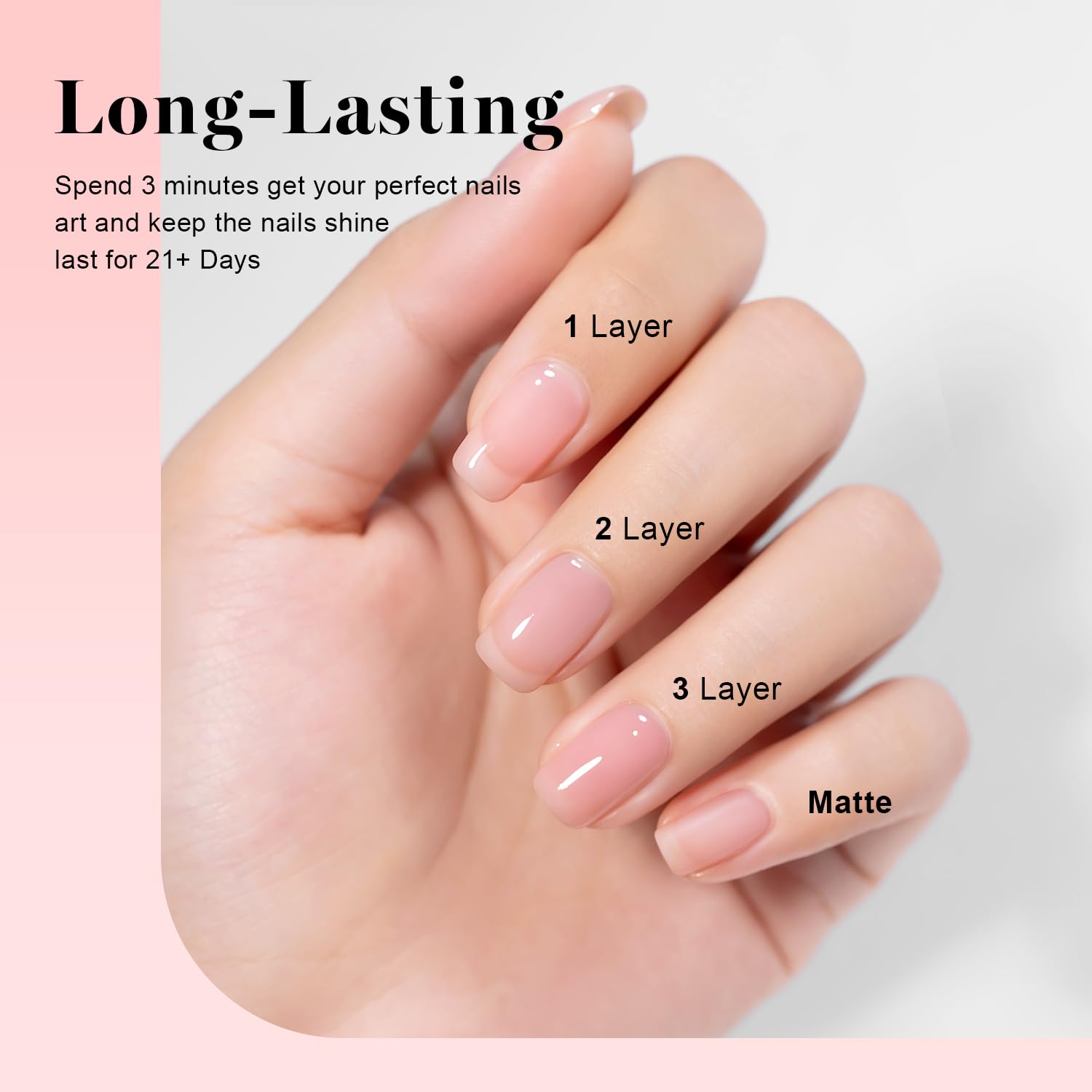 RARJSM applied on nail tips to show coverage options and easy layering benefit