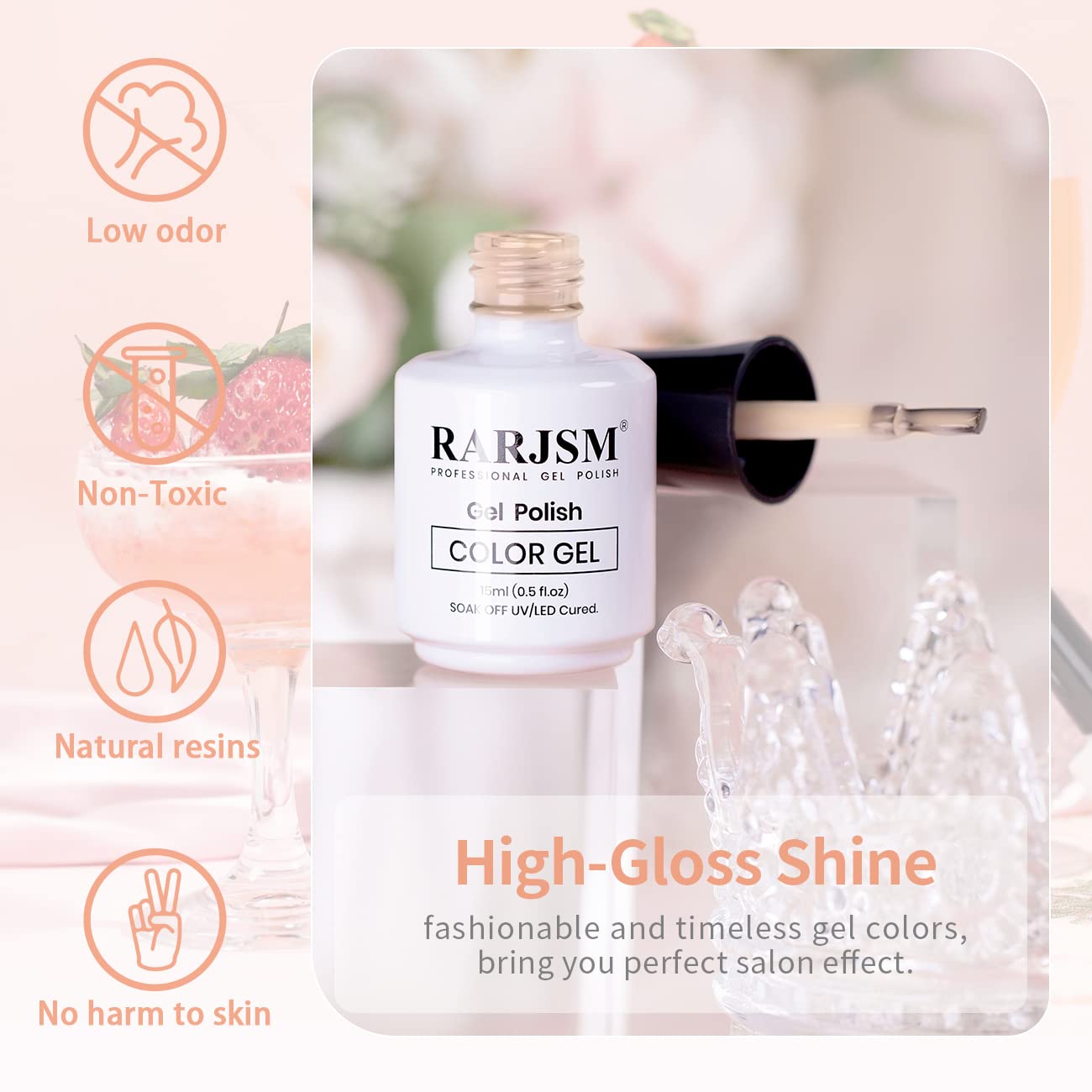 RARJSM French manicure using apricot nude for natural, elegant finish