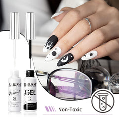 RARJSM black gel swatch on nail tip showing smooth coverage and crisp lines