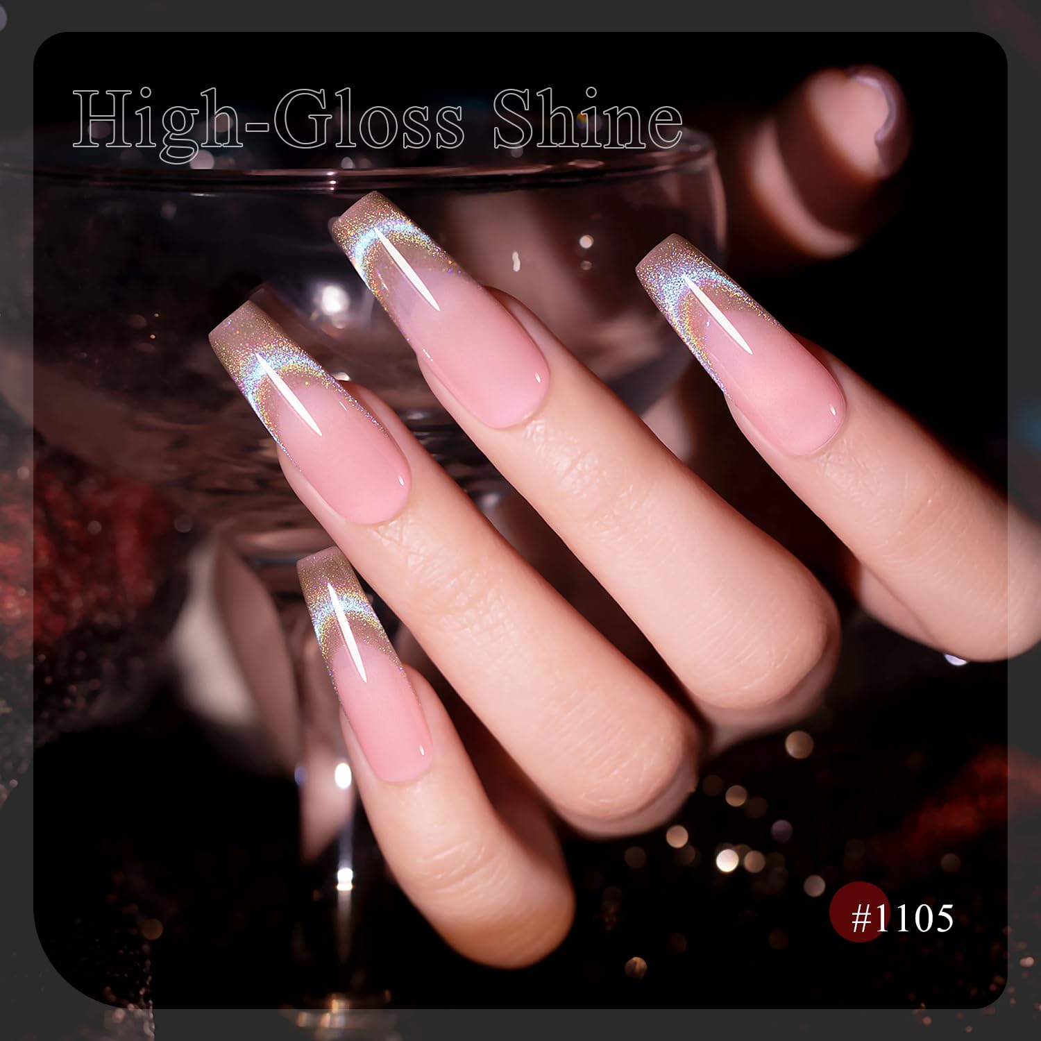 RARJSM magnet in use creating cat eye stripe for precise iridescent nail art