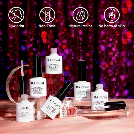 RARJSM bottle close-up displaying iridescent shimmer for luminous nails