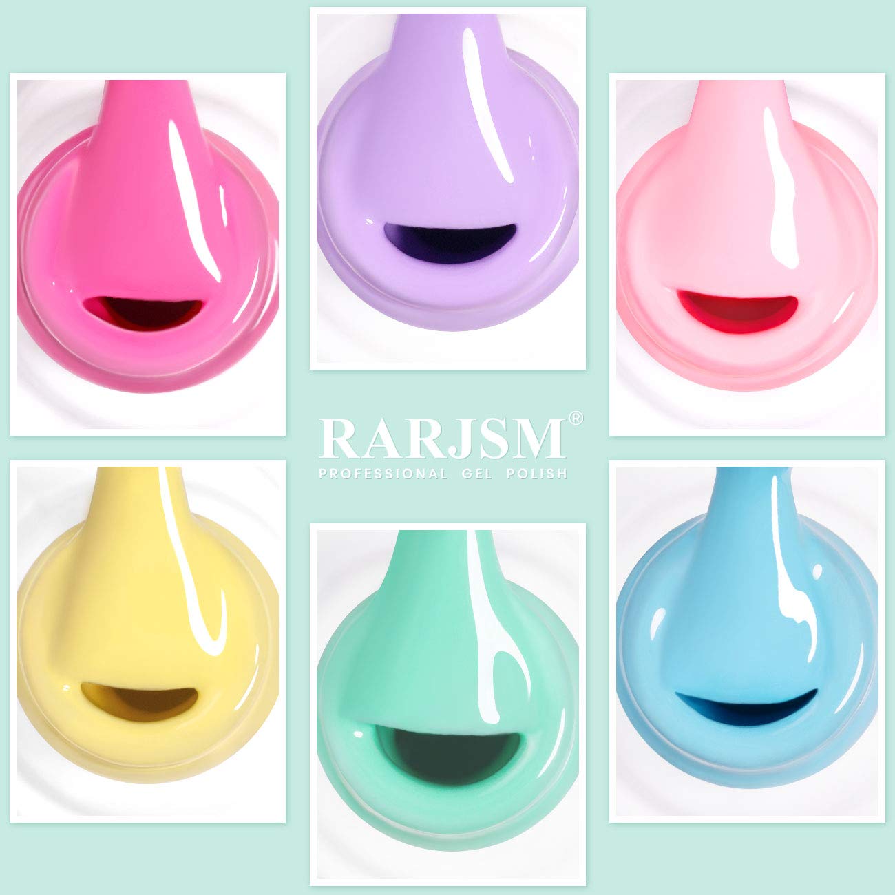 RARJSM bottle front label visible indicating pastel pink gel polish