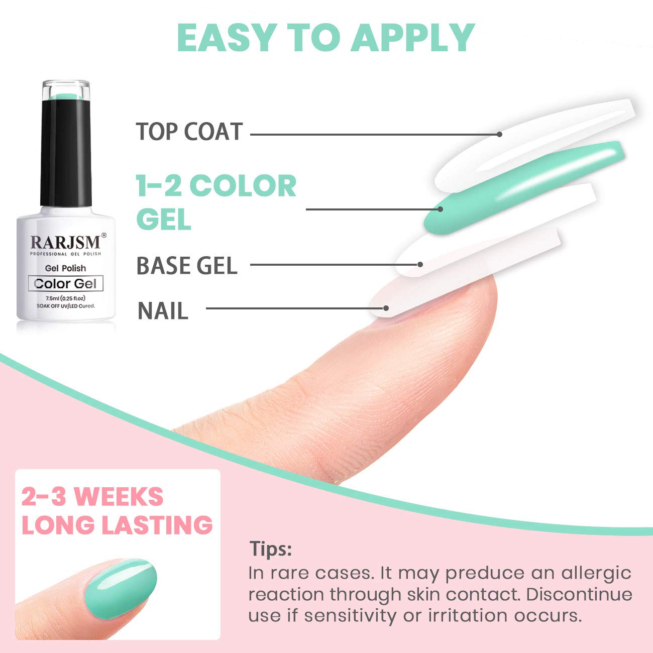 RARJSM bottle next to hand showing 7.5ml scale and portability benefit
