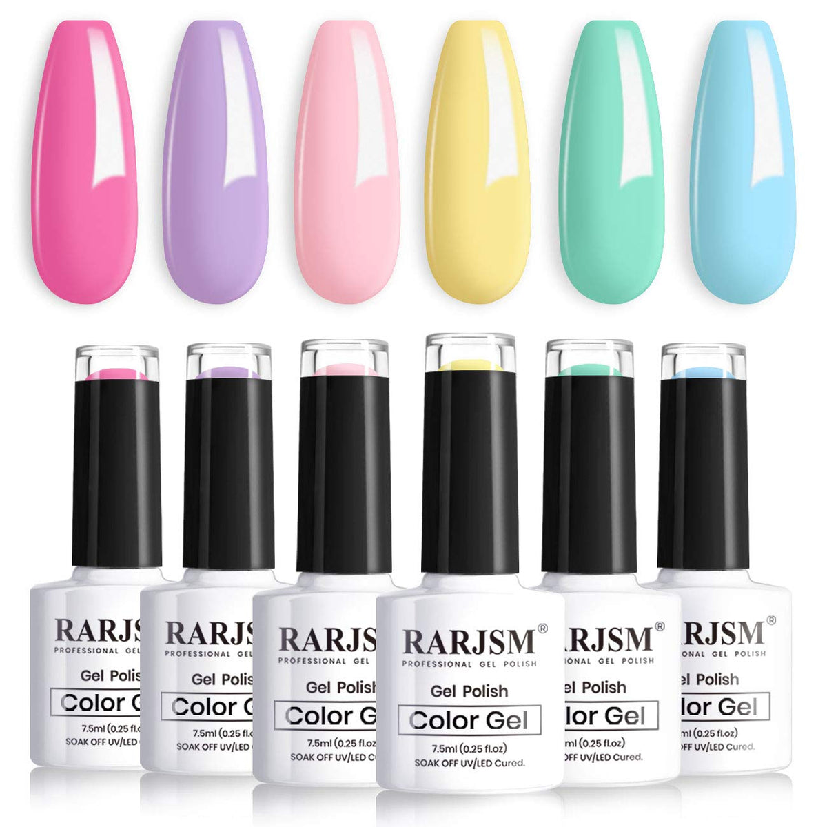 RARJSM boxed kit showing six pastel gel bottles and neat presentation