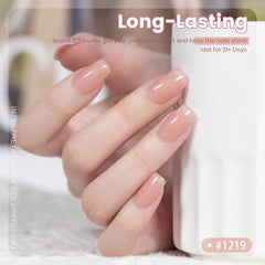 RARJSM brush stroke on nail demonstrating extension capability and smooth finish benefit