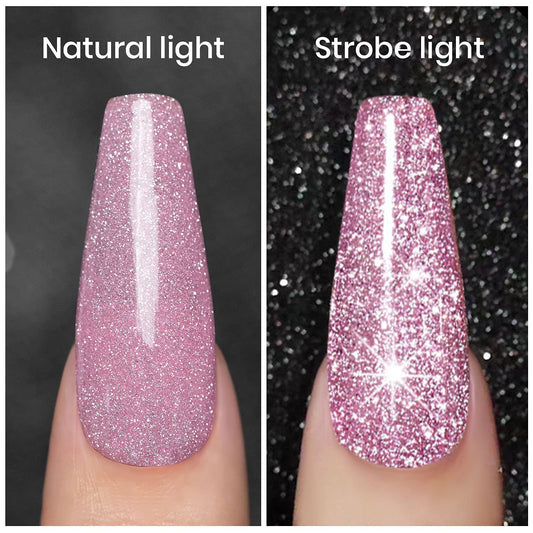 RARJSM brush applying smooth pink glitter polish for easy control