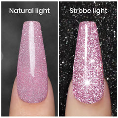 RARJSM brush applying smooth pink glitter polish for easy control