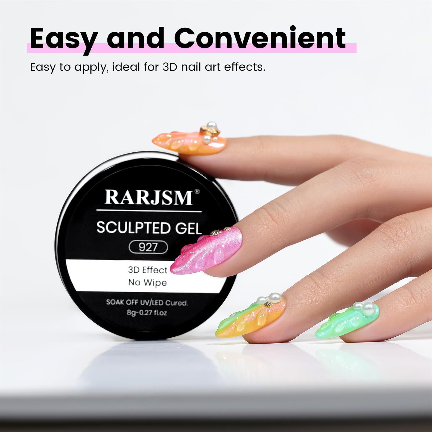 RARJSM close-up gel texture highlighting smooth sculpting control