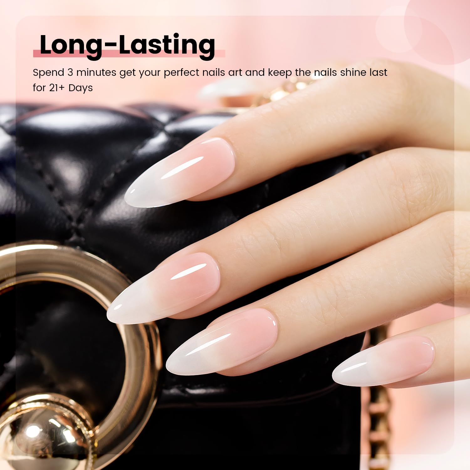 RARJSM clear pink brush stroke detail showing sheer, buildable finish