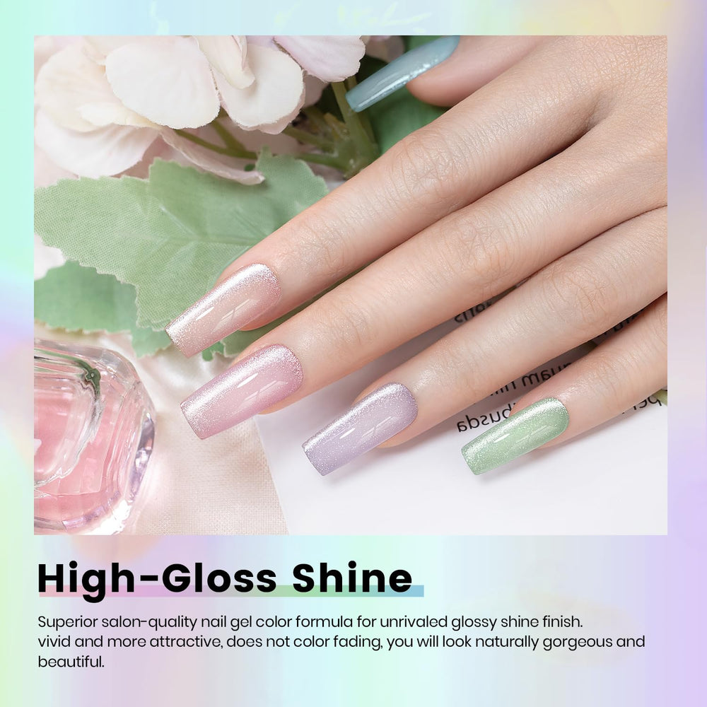 RARJSM magnet effect close-up on nail creating vivid cat-eye line