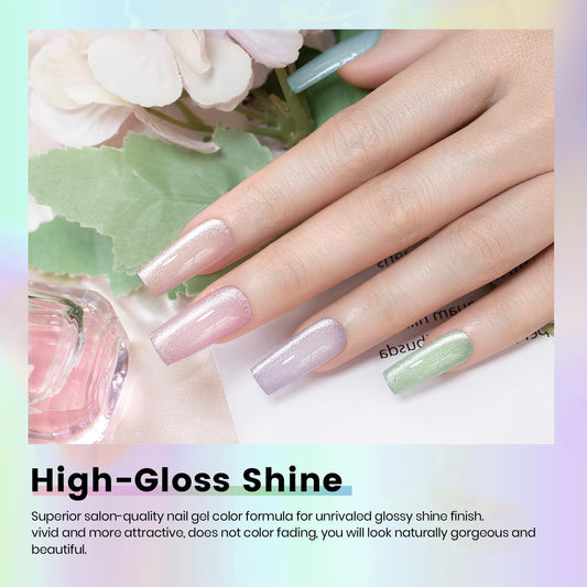 RARJSM magnet effect close-up on nail creating vivid cat-eye line