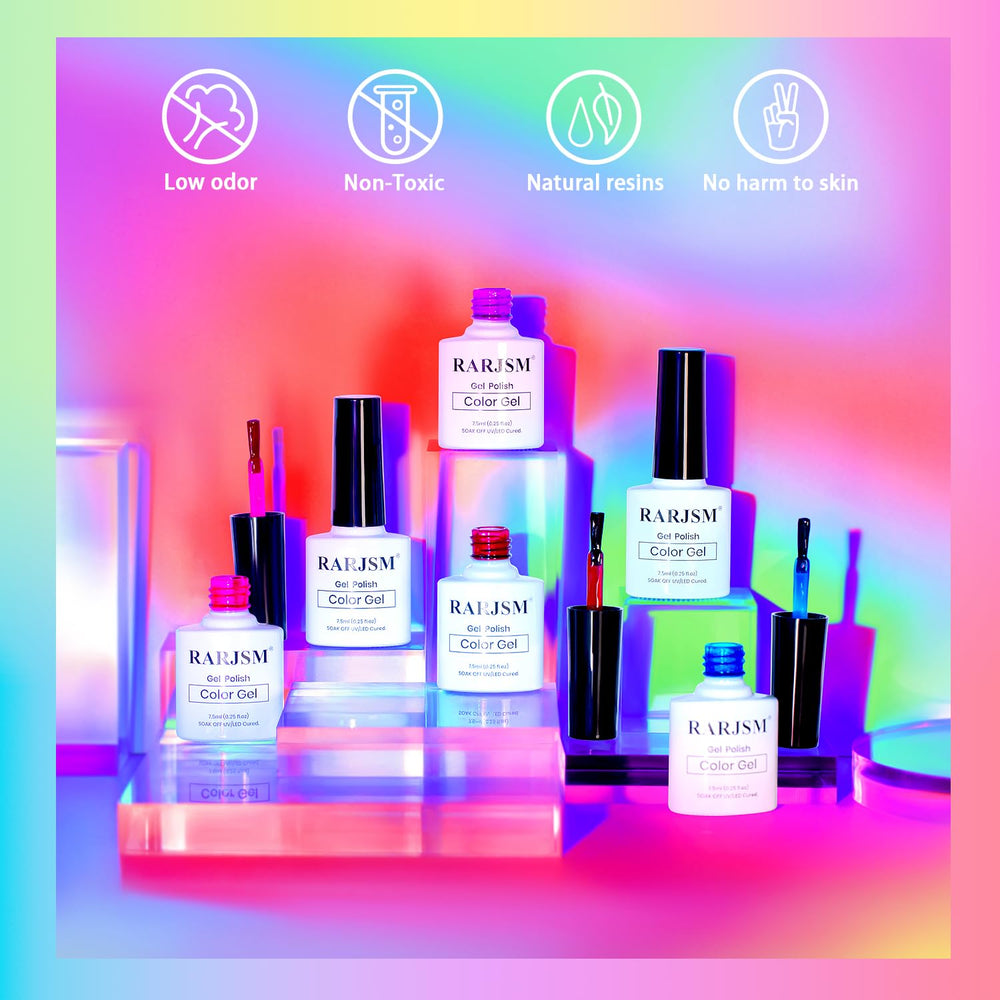 RARJSM color swatch lineup on white showcasing sheer neon variety
