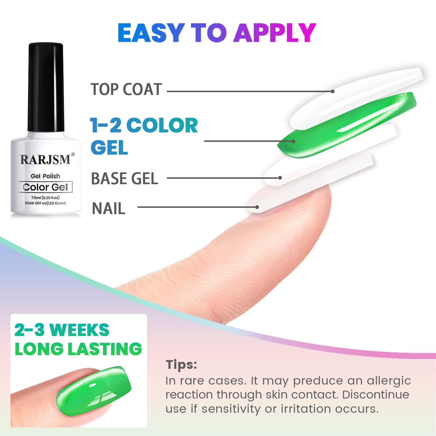 RARJSM nail-tip swatch fan displaying six neon shades for quick color selection