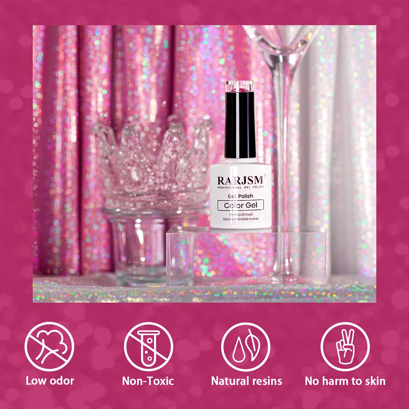 RARJSM nails cured under LED lamp showing durable glossy shine