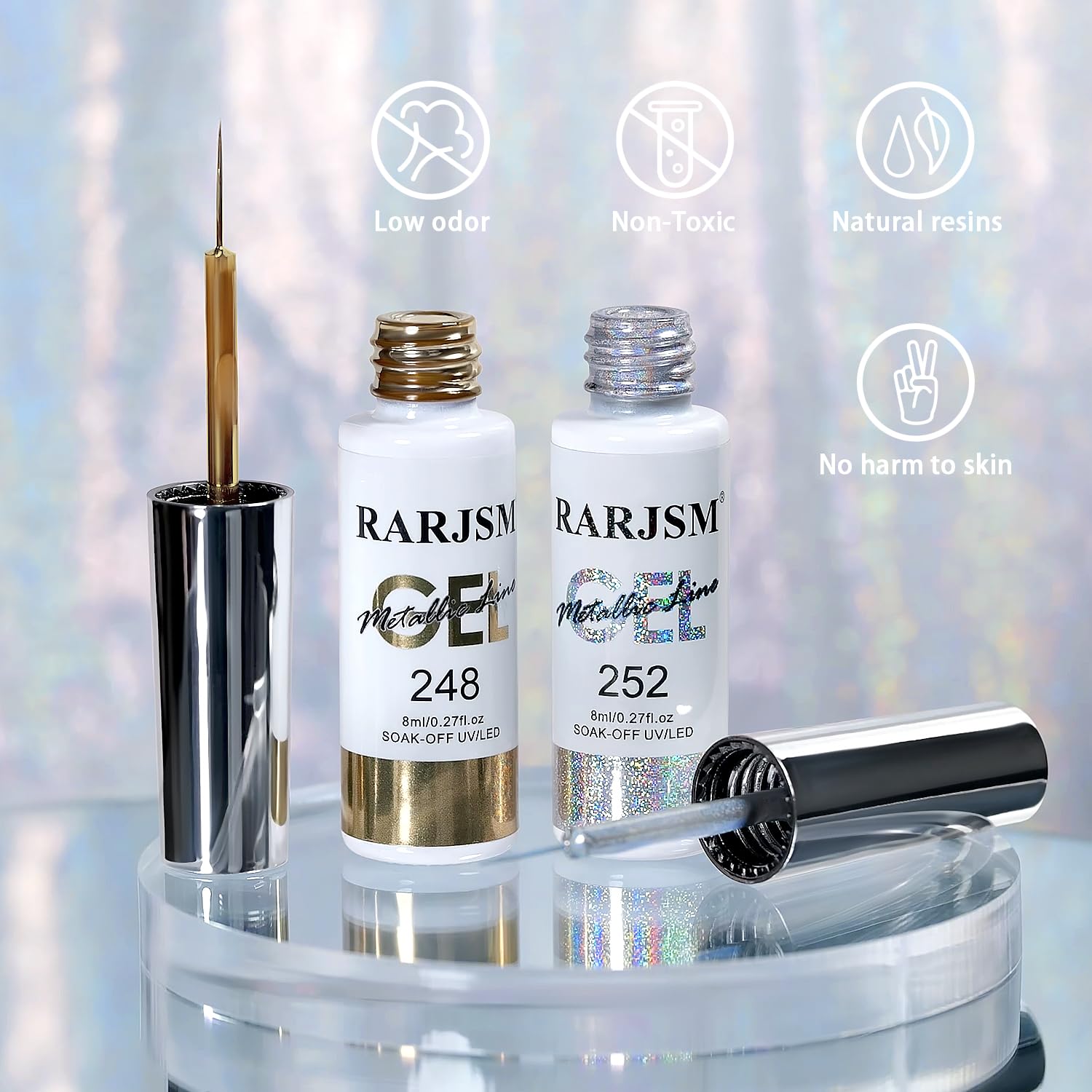 RARJSM two bottles held in hand illustrating 8ml size and travel-friendly compactness