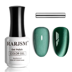 RARJSM bottle front view showing emerald cat eye polish for bold green nails