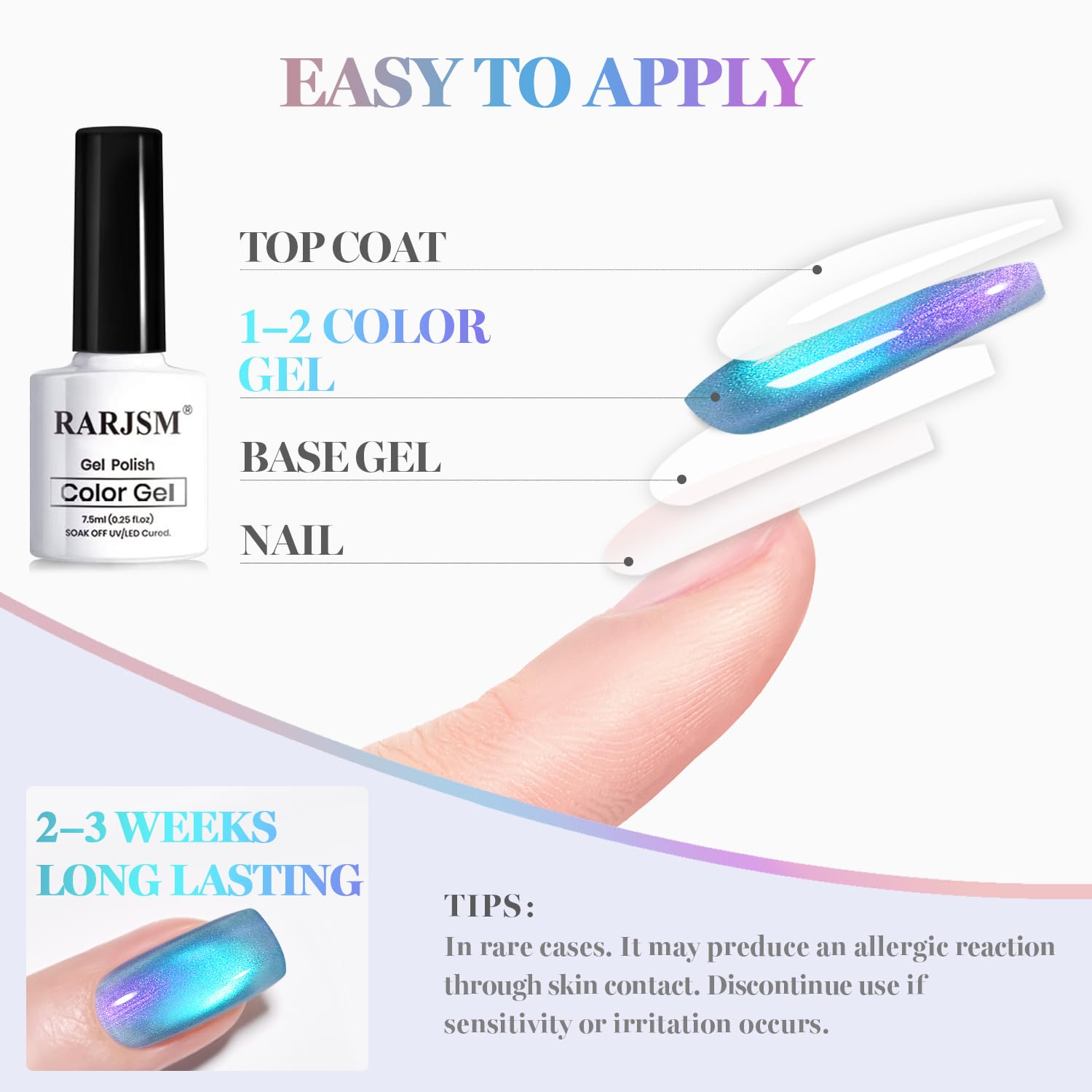 RARJSM finished manicure on model hand showcasing mermaid pearl sparkle