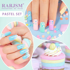 RARJSM five nail swatches displaying macaron palette for color choices