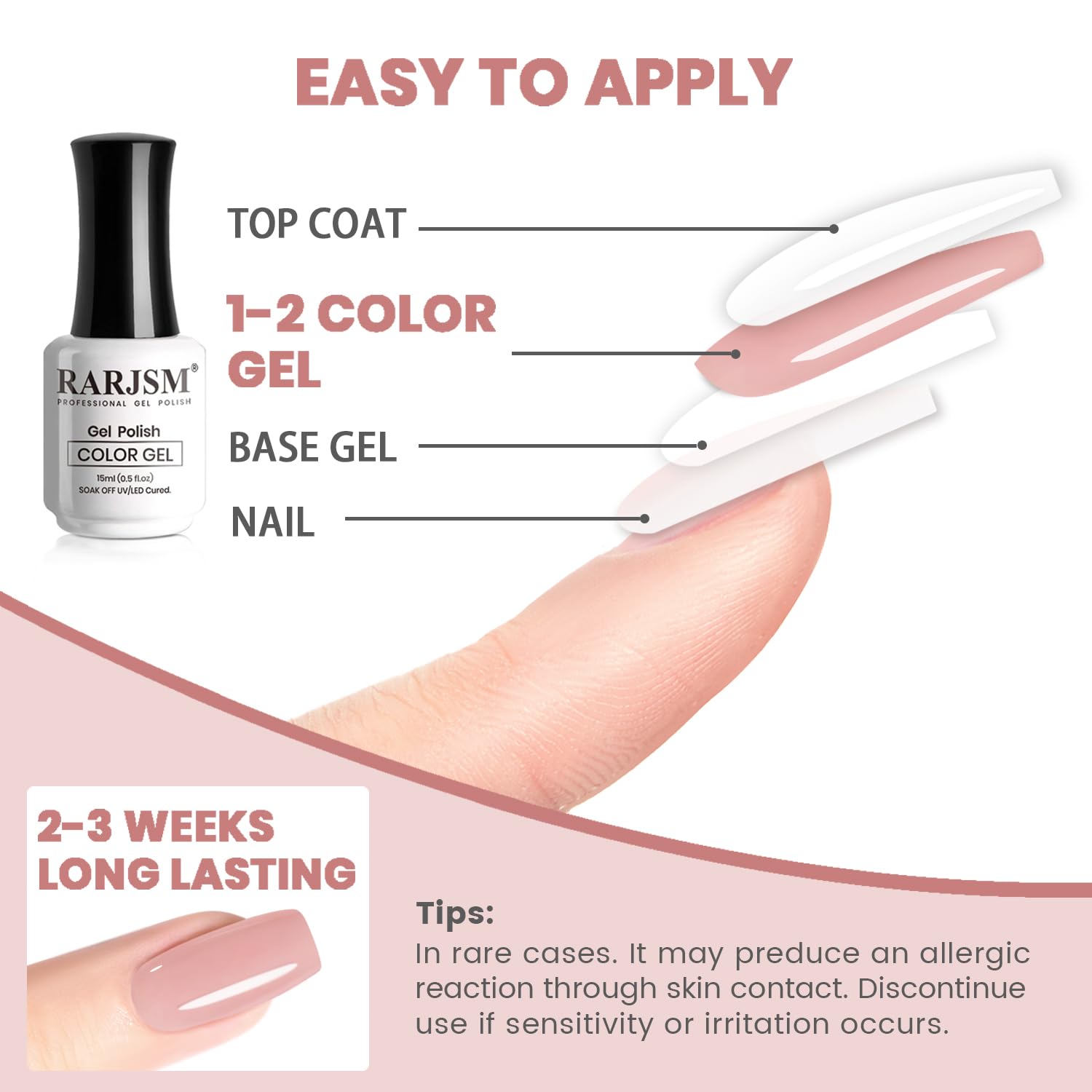 RARJSM French manicure demo showing sheer-to-opaque layering benefit
