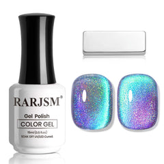 RARJSM bottle front view showing blue purple aurora polish and holographic benefit