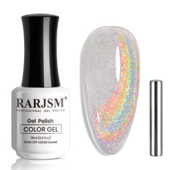 RARJSM front bottle showing holographic cat eye glitter and clear label benefit visibility