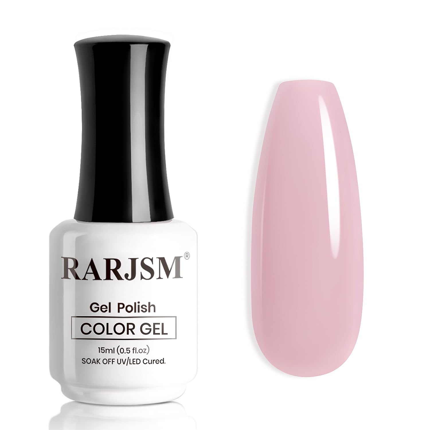 RARJSM front bottle showing nude gray blush pink gel polish for versatile everyday nails