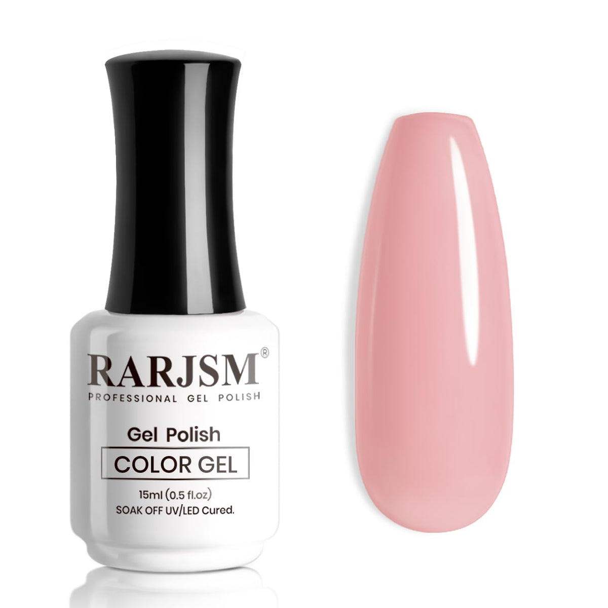 RARJSM bottle front view showing soft pink nude shade and neat packaging benefit