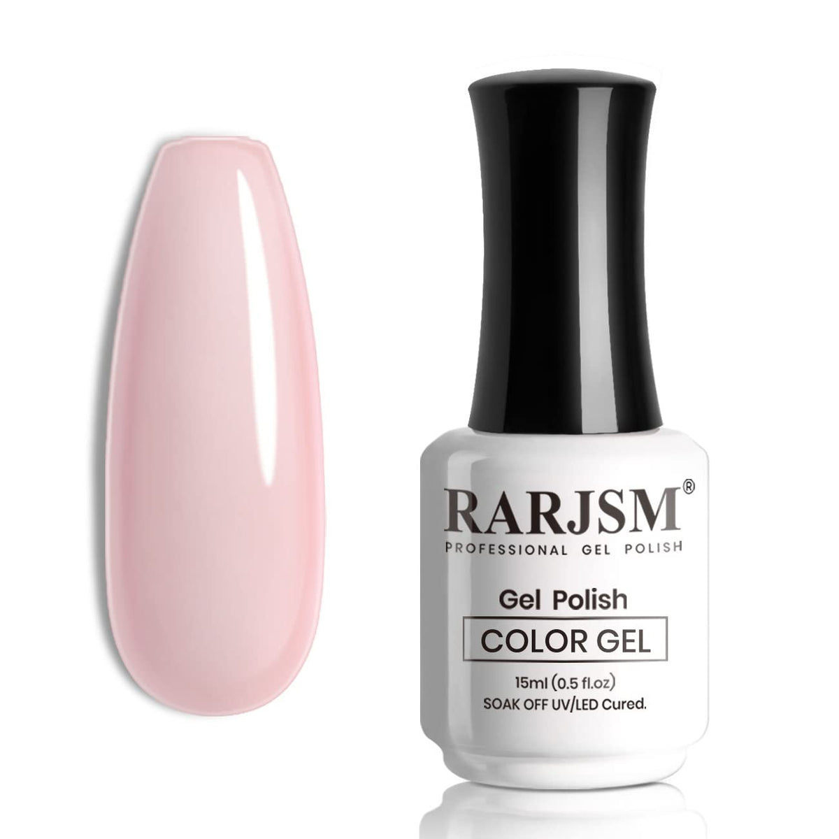 RARJSM front bottle showing sheer pink shade and clear labeling