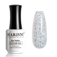 RARJSM front jar view showing sparkly silver glitter benefits salon finish