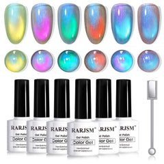 RARJSM front packaging showing six aurora cat eye gel bottles, perfect starter kit
