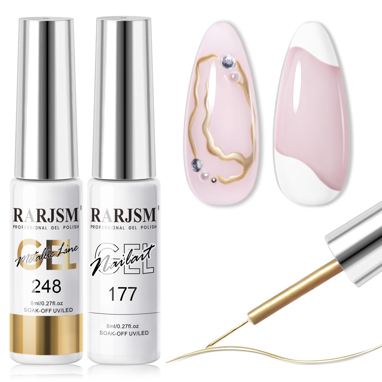 RARJSM front packaging showing bronze and white bottles and set benefit of chrome accents