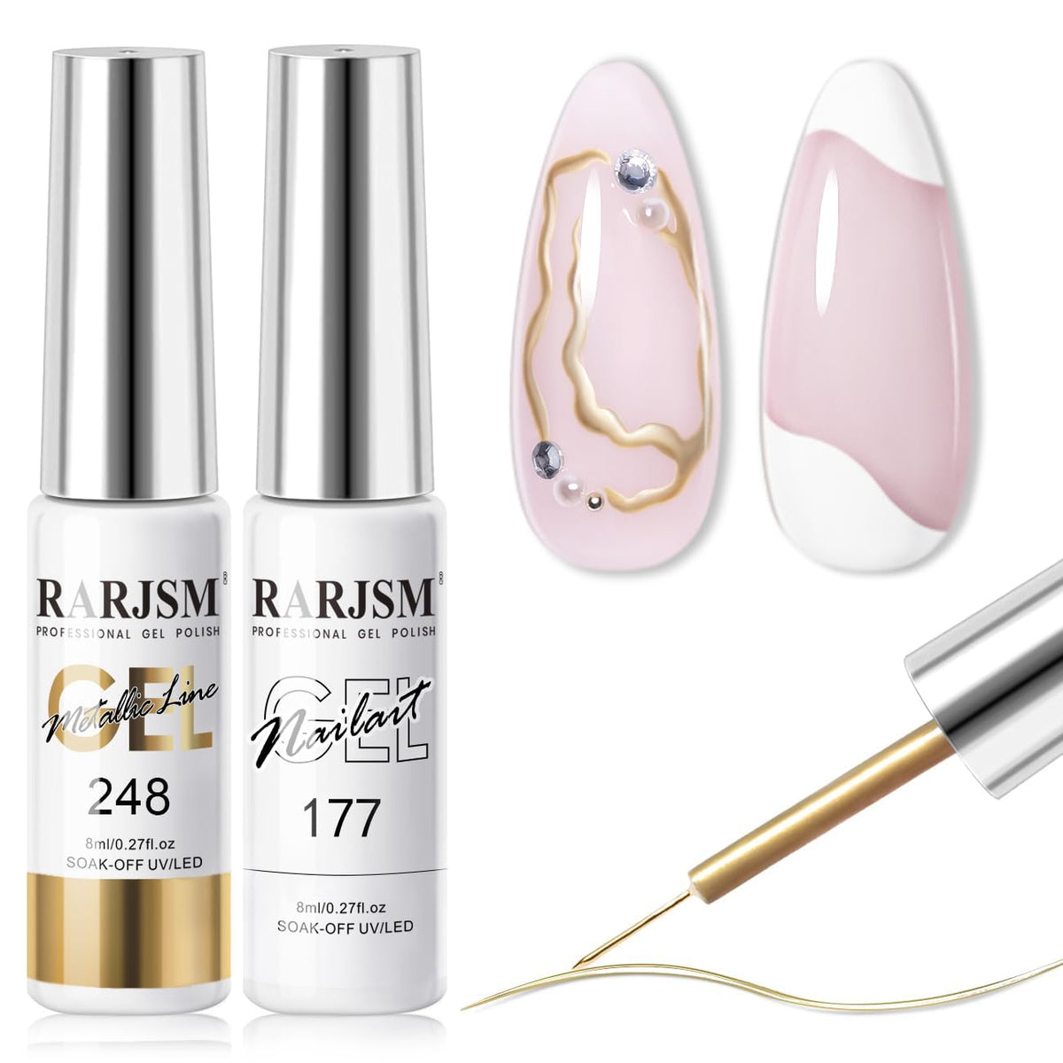 RARJSM front packaging showing bronze and white bottles and set benefit of chrome accents