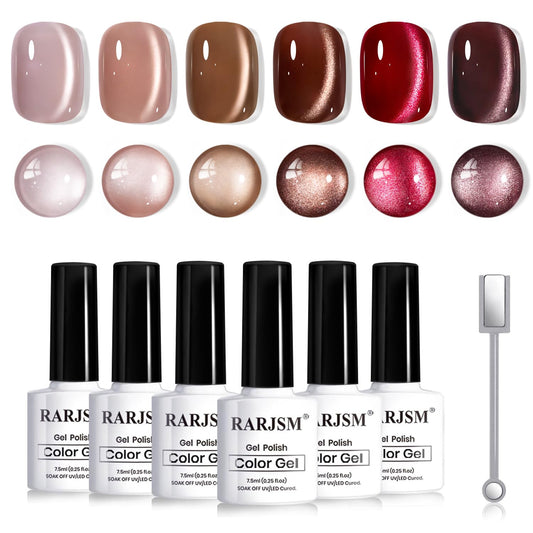 RARJSM front packaging showing six coffee brown cat eye bottles and set benefit