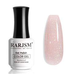 RARJSM front packaging showing nude pink gel polish, clear product benefit