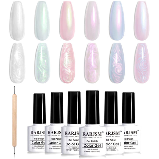 RARJSM front packaging showing six pearlescent gel bottles and benefits