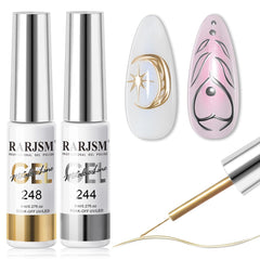 RARJSM front packaging showing two metallic gel liner bottles for convenient use