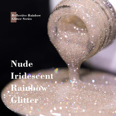 RARJSM glitter texture close-up highlighting multi-reflective silver and rainbow sparkle