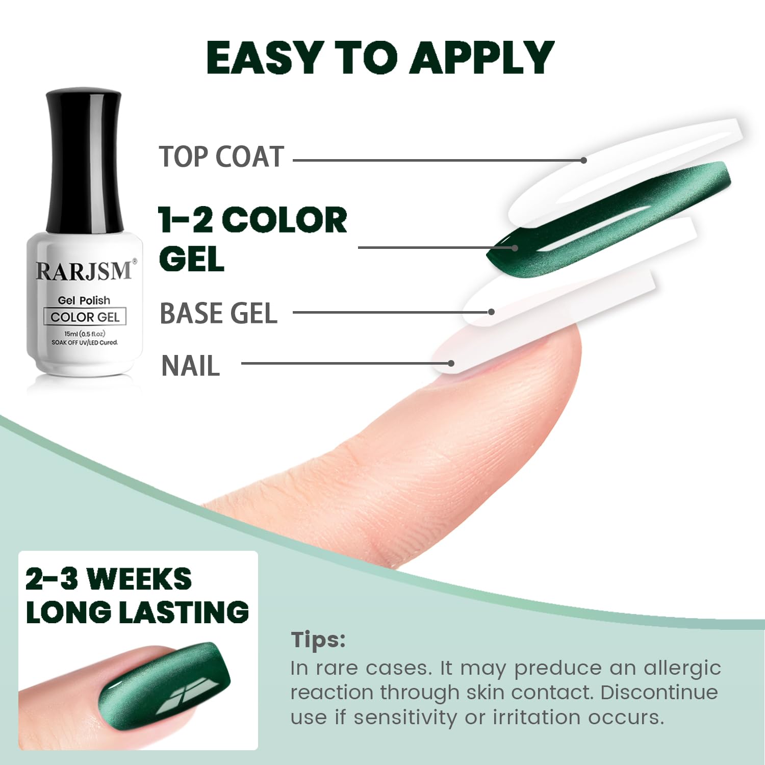 RARJSM label close-up highlighting product name and usable gel benefits