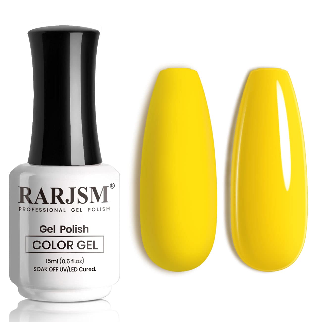 RARJSM front bottle showing lemon yellow shade and clear label benefit: vibrant color