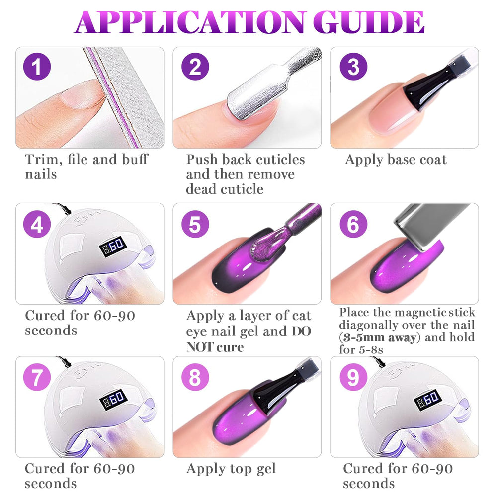 RARJSM evening manicure lifestyle shot highlighting dramatic violet-glitter shine