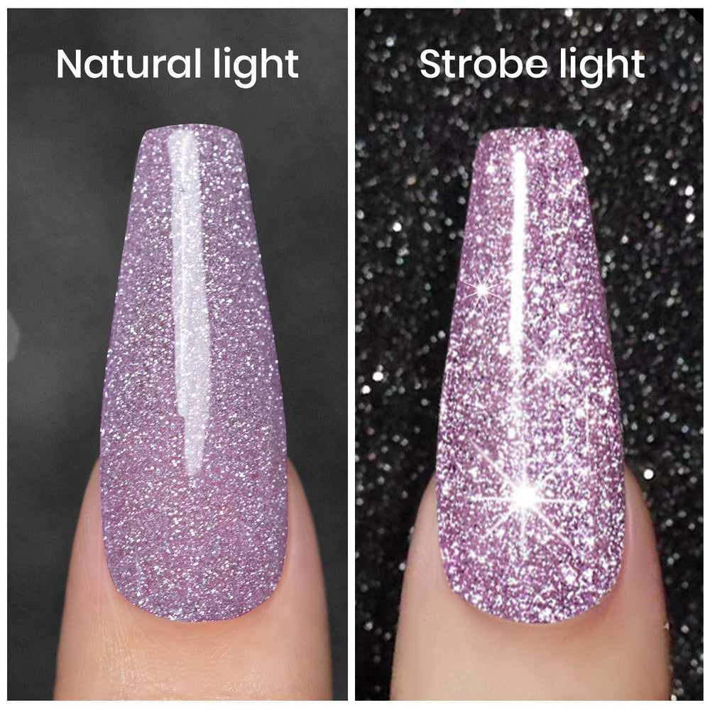 RARJSM brush stroke of light purple sparkle showing smooth application benefit
