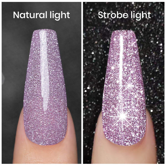RARJSM brush stroke of light purple sparkle showing smooth application benefit