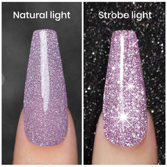 RARJSM brush stroke of light purple sparkle showing smooth application benefit