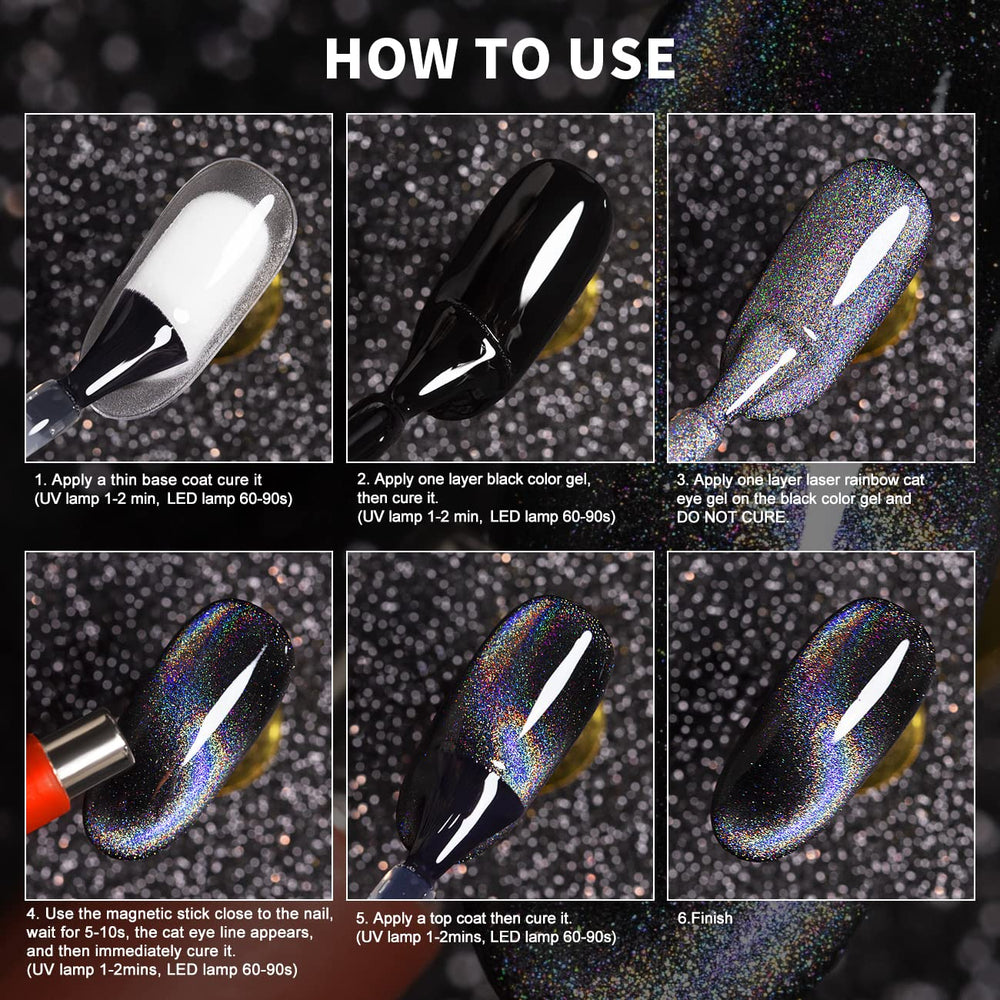 RARJSM magnet held over wet polish creating the cat eye effect for striking nails