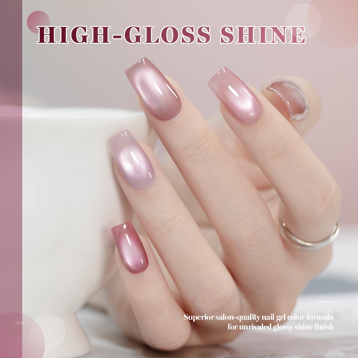 RARJSM magnetic stick hovering above wet polish to form cat-eye stripe, easy shaping benefit