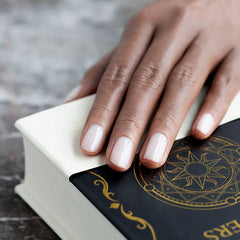 RARJSM brush stroke of sheer white gel showing buildable translucency benefit
