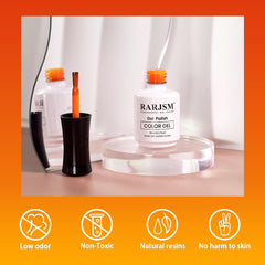 RARJSM nails in use under indoor lighting demonstrating lasting glossy finish and wear resistance